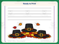 Thanksgiving Pilgrim Hat Border Writing Paper – 1st Grade Practice preview 7