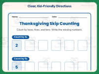 Thanksgiving Skip Counting Worksheet – 1st Grade Math Practice preview 4