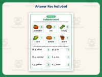 Thanksgiving Syllables Worksheet – 1st Grade Grammar Practice preview 3