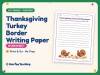 Thanksgiving Turkey Border Writing Paper – 1st Grade Practice preview
