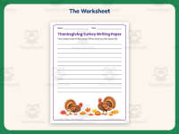 Thanksgiving Turkey Border Writing Paper – 1st Grade Practice preview 2