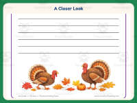 Thanksgiving Turkey Border Writing Paper – 1st Grade Practice preview 3