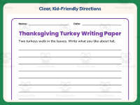 Thanksgiving Turkey Border Writing Paper – 1st Grade Practice preview 4