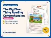 The Big Blue Thing Reading Comprehension Worksheet – 2nd Grade preview