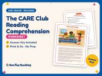 The CARE Club Reading Comprehension Worksheet – 2nd Grade Practice preview