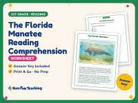 The Florida Manatee Reading Comprehension Worksheet – 1st Grade preview