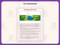 The Poison Dart Frog Reading Comprehension Worksheet – 3rd Grade preview 2