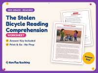 The Stolen Bicycle Reading Comprehension Worksheet – 3rd Grade preview