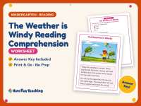 The Weather is Windy Reading Comprehension Worksheet – Kindergarten preview
