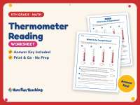 Thermometer Reading Worksheet – 5th Grade Measurement & Temperature preview