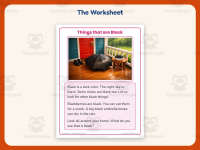 Things that are Black Reading Comprehension Worksheet – Kindergarten preview 2