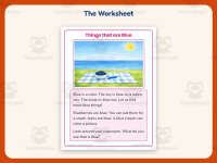 Things that are Blue Reading Comprehension Worksheet – Kindergarten preview 2