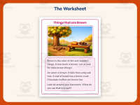Things that are Brown Reading Comprehension Worksheet – Kindergarten preview 2