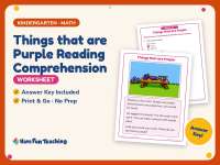 Things that are Purple Reading Comprehension Worksheet – Kindergarten preview