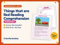 Things that are Red Reading Comprehension Worksheet – Kindergarten preview