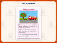 Things that are Red Reading Comprehension Worksheet – Kindergarten preview 2