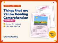 Things that are Yellow Reading Comprehension Worksheet – Kindergarten preview