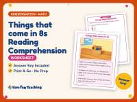 Things that come in 8s Reading Comprehension Worksheet – Kindergarten preview