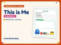 This is Me Worksheet – Kindergarten Back to School Practice preview