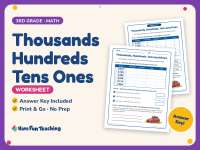 Thousands Hundreds Tens Ones Worksheet – 3rd Grade Base 10 Practice preview