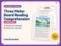 Three Meter Board Reading Comprehension Worksheet – 3rd Grade Practice preview