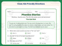Tim Got Sick Phonics Reading Comprehension Worksheet – 1st Grade preview 4