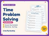 Time Problem Solving Worksheet – 3rd Grade Clocks & Elapsed Time preview