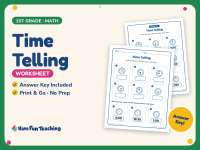 Time Telling Worksheet – 1st Grade Clocks & Telling Time Practice preview