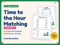 Time to the Hour Matching Worksheet – 1st Grade Clocks & Telling Time preview