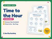 Time to the Hour Worksheet – 1st Grade Clocks & Telling Time Practice preview