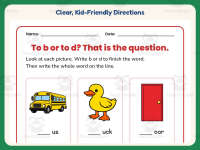 To B or to D Words Worksheet – 1st Grade Beginning Sounds & Consonants preview 4