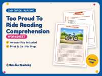 Too Proud To Ride Reading Comprehension Worksheet – 2nd Grade Practice preview