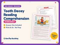 Tooth Decay Reading Comprehension Worksheet – 3rd Grade Practice preview