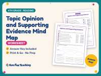Topic Opinion and Supporting Evidence Mind Map Worksheet – 4th Grade preview