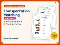Transportation Matching Worksheet – Kindergarten Grammar Practice preview