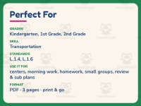 Transportation Names Worksheet – 1st Grade Grammar Practice preview 6