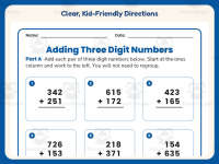 Triple Digit Numbers Addition No Regroup Worksheet – 2nd Grade Math preview 4
