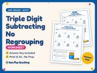 Triple Digit Subtracting No Regrouping Worksheet – 2nd Grade Practice preview
