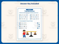 True Addition Number Sentences Worksheet – 2nd Grade Subtraction preview 3