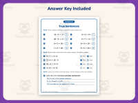 True Math Sentences Worksheet – 3rd Grade Addition & Basic Operations preview 3