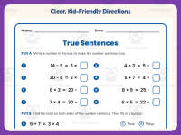 True Math Sentences Worksheet – 3rd Grade Addition & Basic Operations preview 4