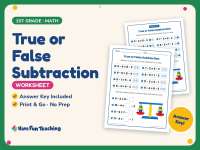 True or False Subtraction Worksheet – 1st Grade Math Practice preview