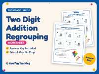Two Digit Addition Regrouping Worksheet – 2nd Grade Math Practice preview