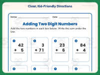Two Digit Addition Without Regrouping Worksheet – 1st Grade Math preview 4