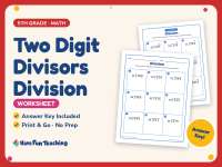 Two Digit Divisors Division Worksheet – 5th Grade Math Practice preview