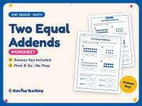 Two Equal Addends Worksheet – 2nd Grade Addition Practice + Answer Key preview