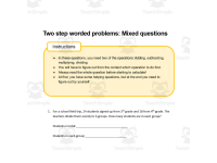 Two Step Word Problems 3rd Grade - No variable - Mixed preview 2