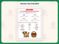 Two Syllable Words Reading Words Worksheet – 1st Grade Syllables preview 3