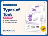 Types of Text Worksheet – 2nd Grade Genres Practice + Answer Key preview