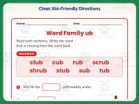 UB Word Family Worksheet – 1st Grade Word Families Practice preview 4